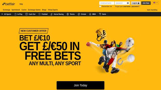 Betfair casino screenshot
